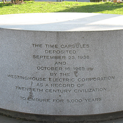 The time capsule monument in Queens, New York.