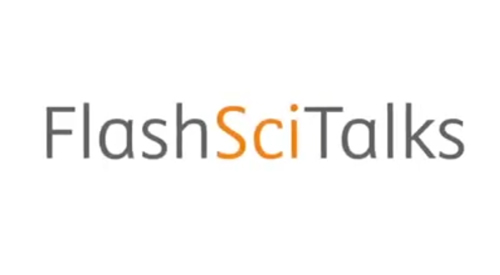 FlashSciTalks logo in a still image from the video