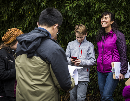 Saba Kawas and other research assistants conduct a field test of the app with University Prep students.