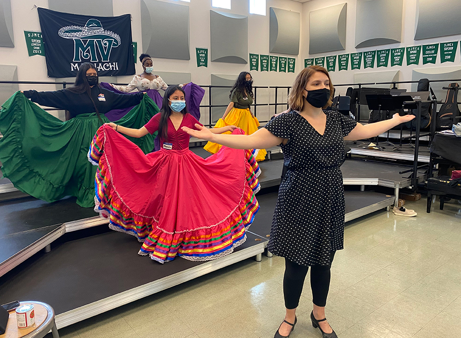 Andrea Alaniz teaches Mexican folk dance.