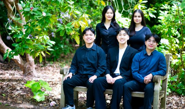 Students (from left) Harman Zhang, Sara Duan, Justin Dong, Noa Avitan and David Pham