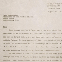 Einstein's letter to Roosevelt