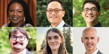 Faces of 6 faculty: Tracie Hall, Nam-ho Park, Benjamin Lee, Carson Miller Rigoli, Mara Kirdani-Ryan and Steven Gustafson