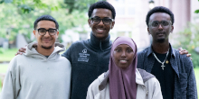 From left, inaugural Black in Informatics co-presidents Ahmed Ghaddah and Thomas Emnetu and 2024-25 co-presidents Saara Uthmaan and Amanual Ayalneh.