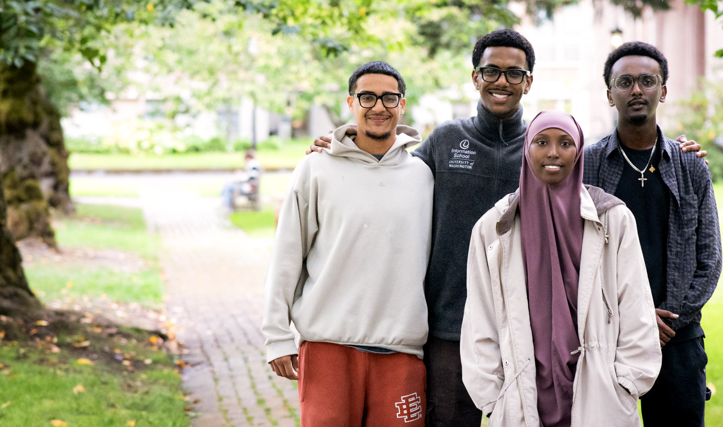 From left, inaugural Black in Informatics co-presidents Ahmed Ghaddah and Thomas Emnetu and 2024-25 co-presidents Saara Uthmaan and Amanual Ayalneh.