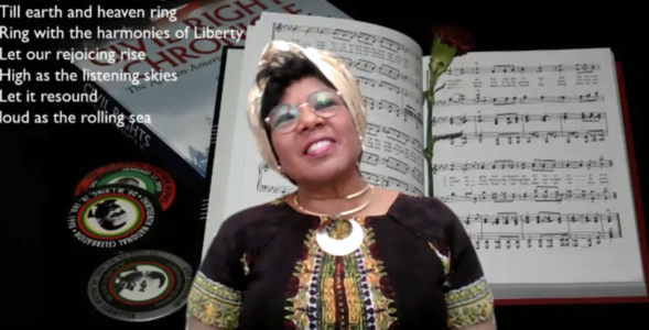 Cheryl Leysath singing the Black National Anthem, “Lift Ev’ry Voice and Sing.”
