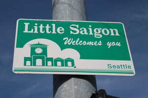 Photo of a neighborhood welcome sign in Seattle’s Little Saigon by Sounder Bruce via Flickr