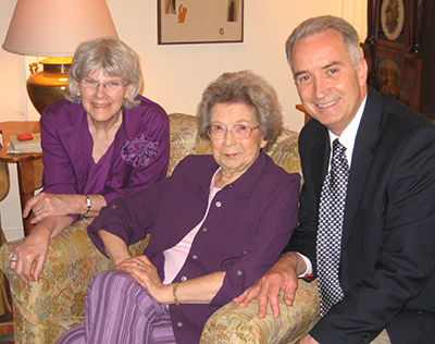 Eliza Dresang (left) and Dean Harry Bruce meet Beverly Cleary at her home in 2010.