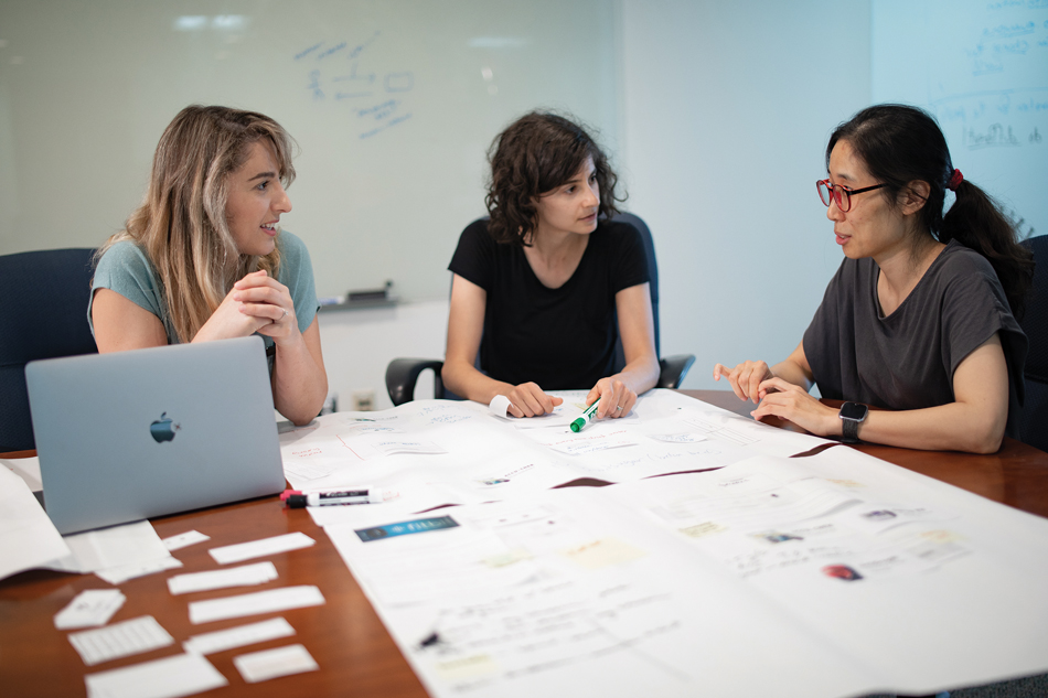 Eun Kyoung Choe (right) collaborates with University of Maryland colleagues Hernisa Kacorri (left) and Amanda Lazar. 