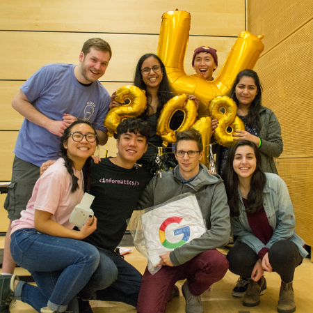 Students at the WINFO Hackathon.