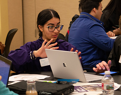 Informatics student Harkiran Saluja at the 2019 Hack for Social Good.