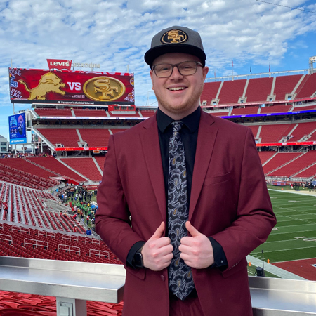 Max Khan, photographed at Levi's Stadium, home of the San Francisco 49ers football team.
