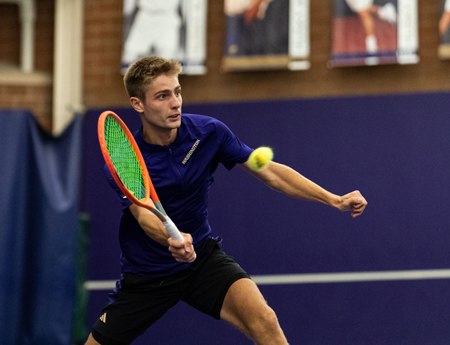 Nedim Suko plays tennis for the UW team.