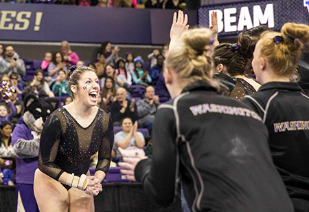 Malory Rose celebrates with her teammates.