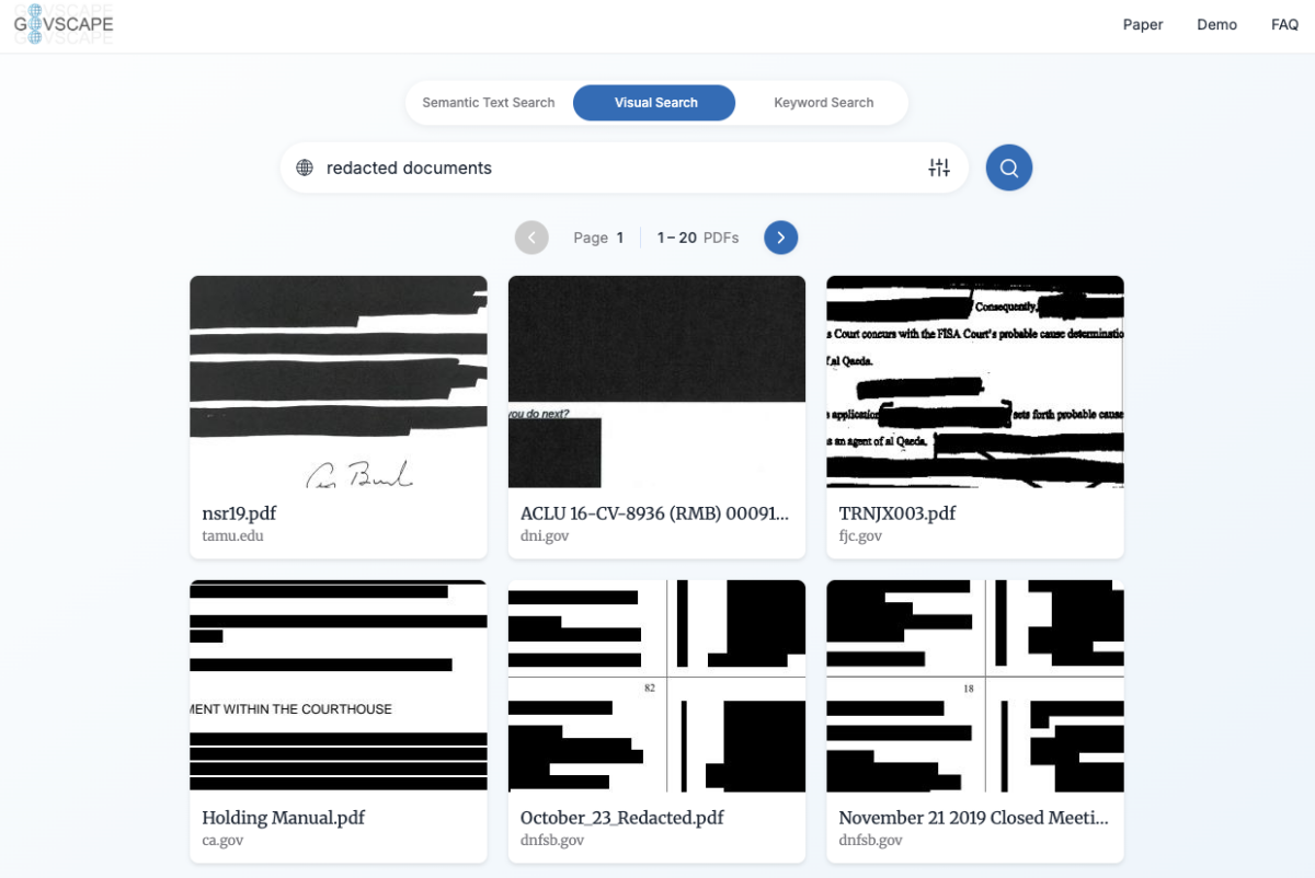 Screen shot of several redacted documents.