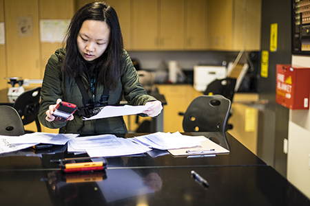 MSIM student Yini Guan works on the NatureCollections research project.