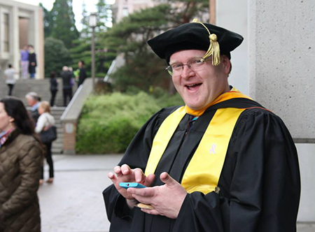 Graduation ceremonies were among Barker's favorite occasions at the UW.