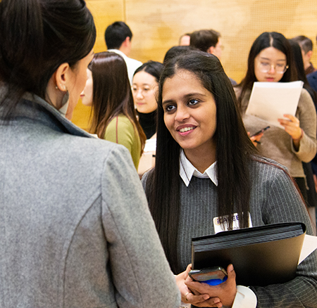 A student at the iSchool Career Fair