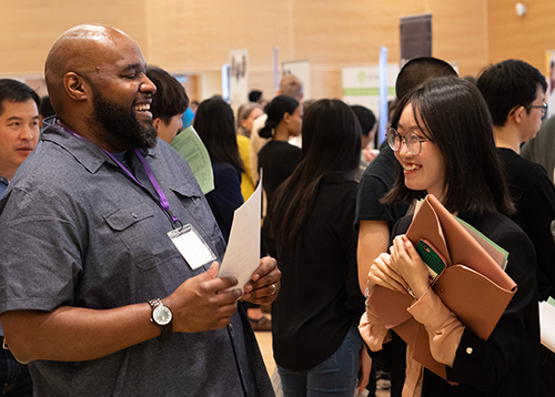 A student meets an employer