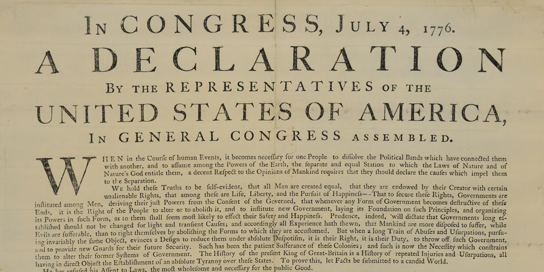 Image of the top portion of the Declaration of Independence