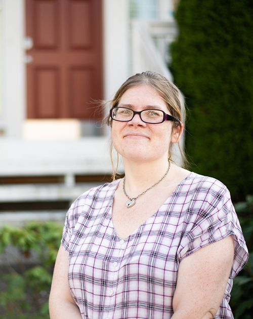 Amber Pepka outside her home in Lynnwood.