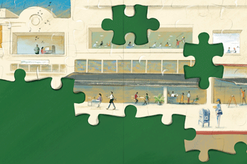 Illustration of puzzle pieces fitting together