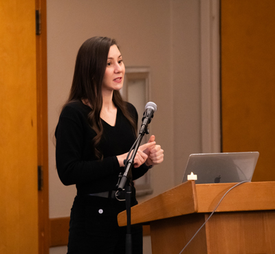 iSchool Assistant Professor Aylin Caliskan gives a presentation