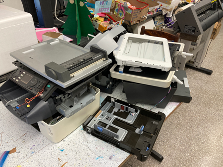 A pile of discarded electronics.