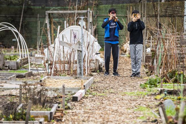University Prep students test the NatureCollections app.
